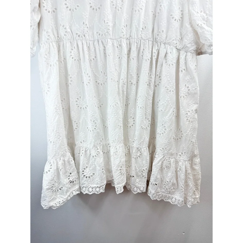 Torrid White Eyelet Cotton‎ Wrap Dress Plus Size 5 Boho Wedding Beachy Classic - Picture 7 of 12